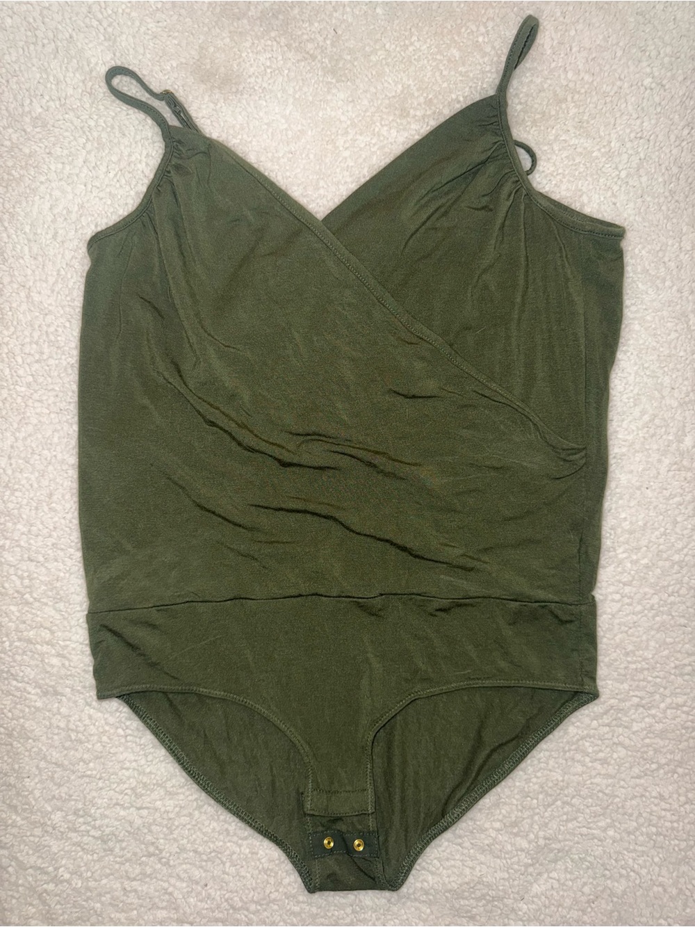 J.Crew Olive Green Faux Wrap Bodysuit Small